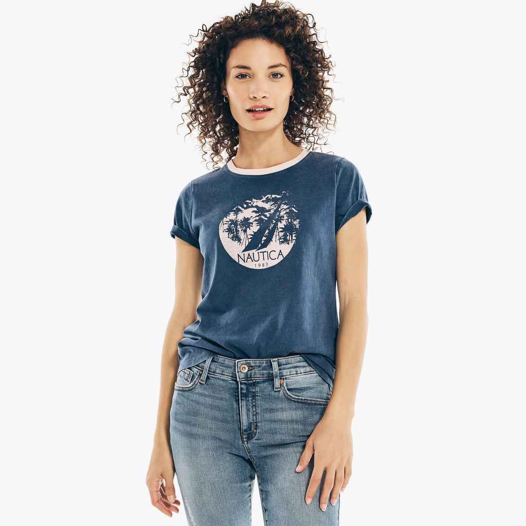 Camiseta gráfica palmeras - playera de dama