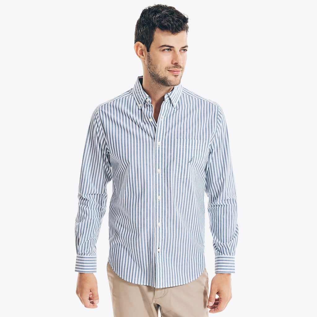 Camisa nautica classic fit striped oxford - l / azul - 